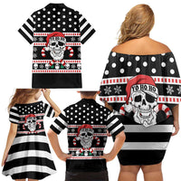 Skull Creepmas Christmas Yall Christmas Family Matching Off Shoulder Short Dress and Hawaiian Shirt Xmas Holiday Patterns - Wonder Print Shop