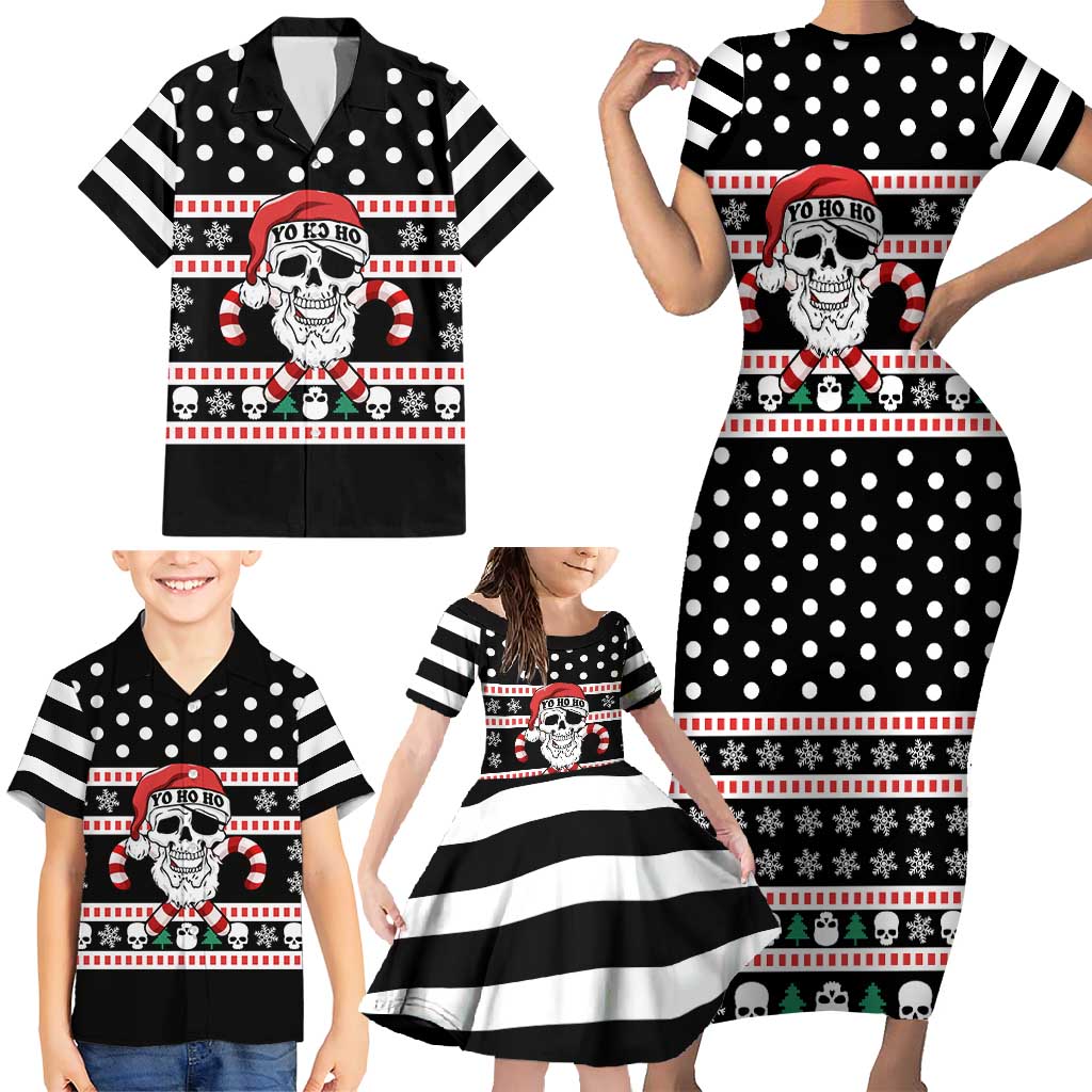 Skull Creepmas Christmas Yall Christmas Family Matching Short Sleeve Bodycon Dress and Hawaiian Shirt Xmas Holiday Patterns - Wonder Print Shop