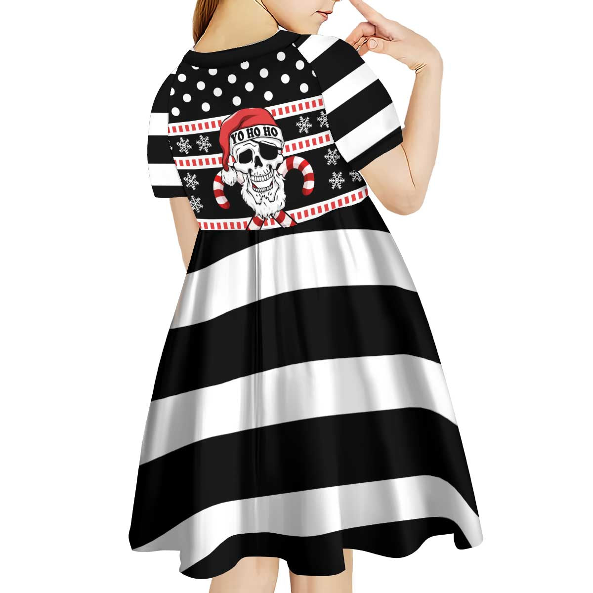 Skull Creepmas Christmas Yall Christmas Kid Short Sleeve Dress Xmas Holiday Patterns - Wonder Print Shop