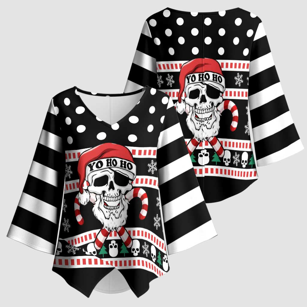 Skull Creepmas Christmas Yall Christmas Kimono Sleeve Blouse Xmas Holiday Patterns - Wonder Print Shop