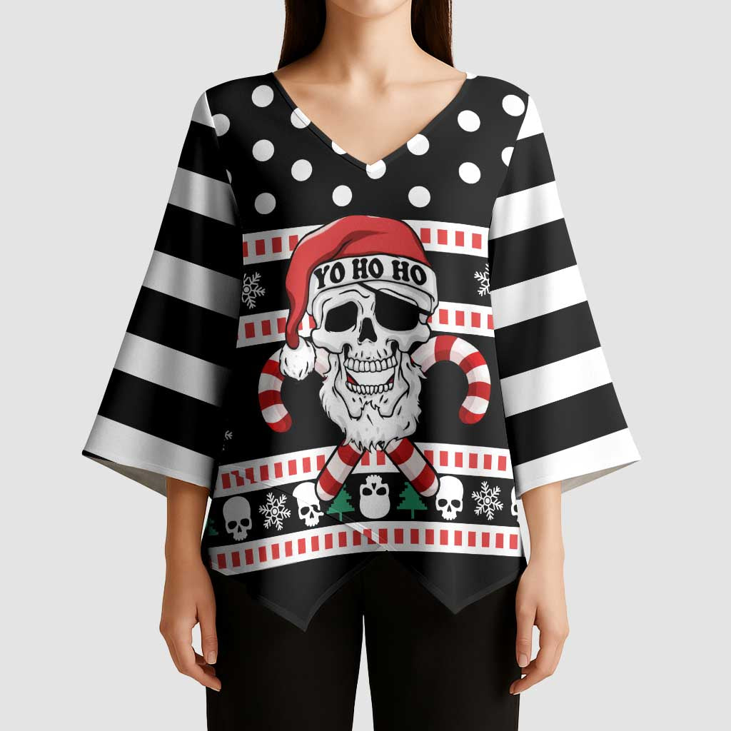 Skull Creepmas Christmas Yall Christmas Kimono Sleeve Blouse Xmas Holiday Patterns - Wonder Print Shop