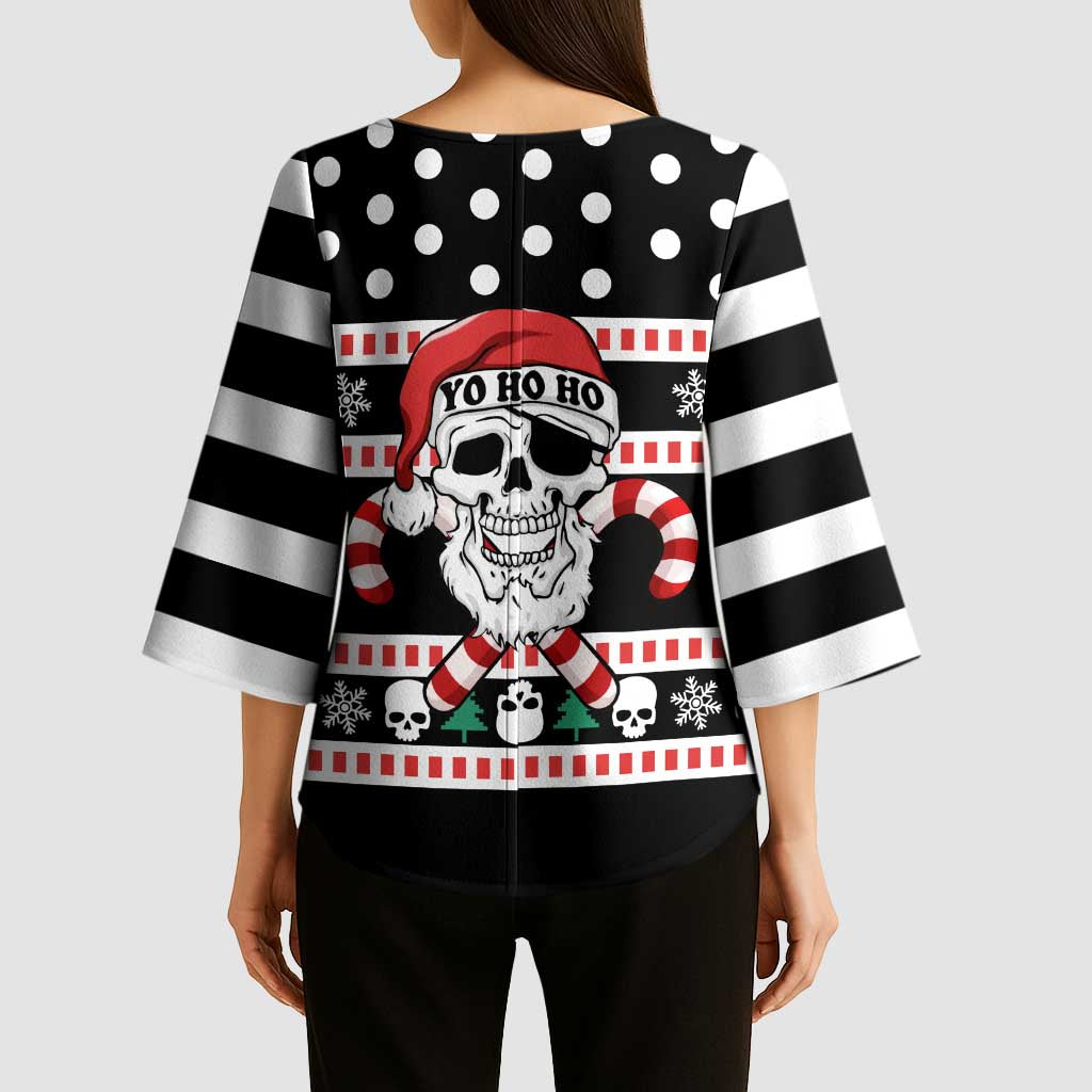 Skull Creepmas Christmas Yall Christmas Kimono Sleeve Blouse Xmas Holiday Patterns - Wonder Print Shop