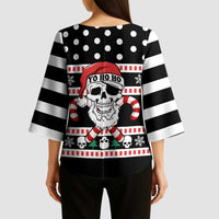 Skull Creepmas Christmas Yall Christmas Kimono Sleeve Blouse Xmas Holiday Patterns - Wonder Print Shop
