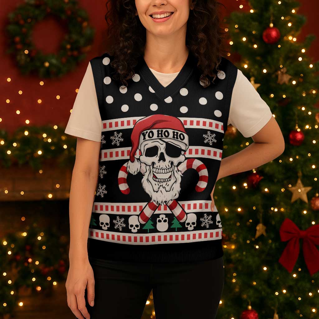 Skull Creepmas Christmas Yall Christmas Knitted V-Neck Vest Xmas Holiday Patterns - Wonder Print Shop