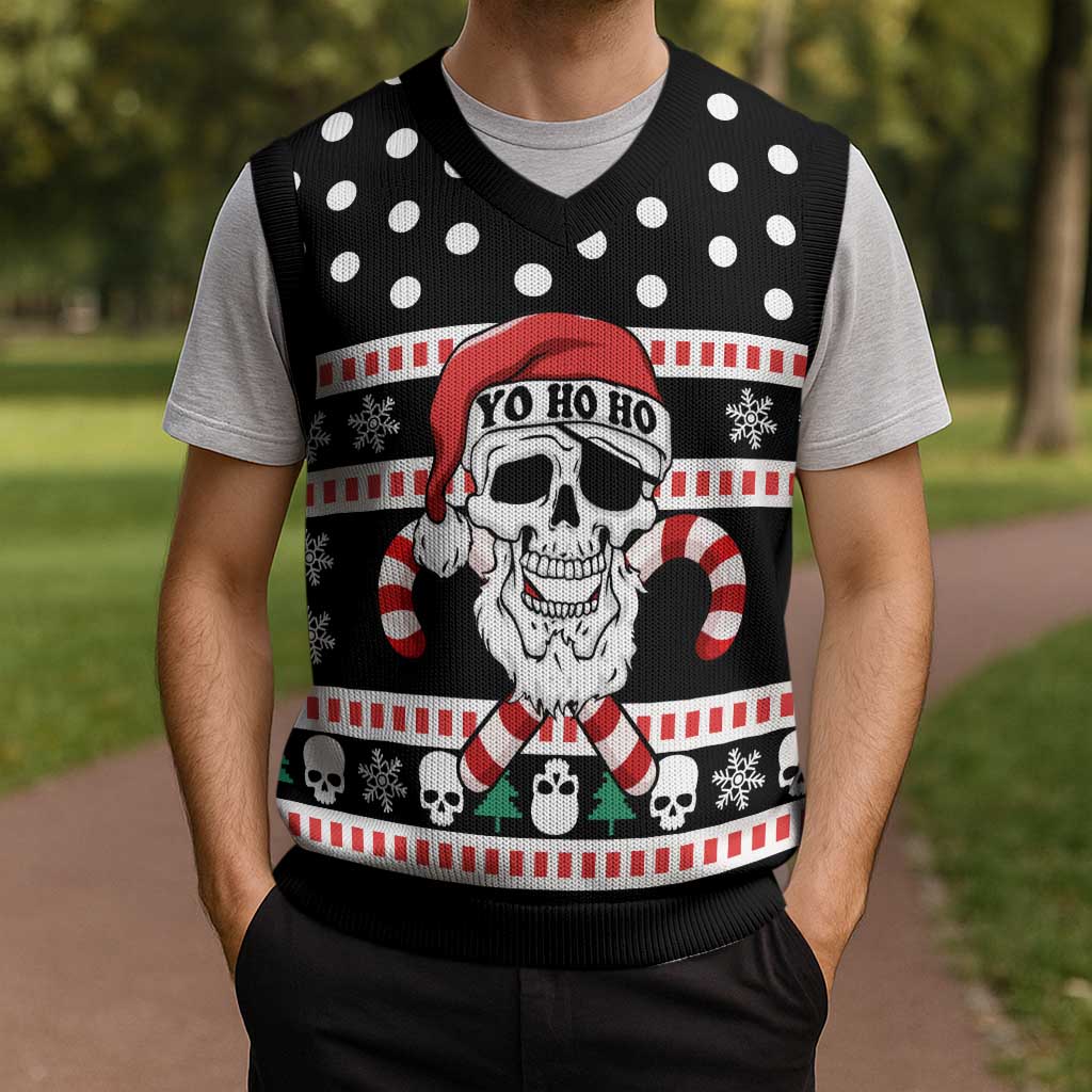 Skull Creepmas Christmas Yall Christmas Knitted V-Neck Vest Xmas Holiday Patterns - Wonder Print Shop