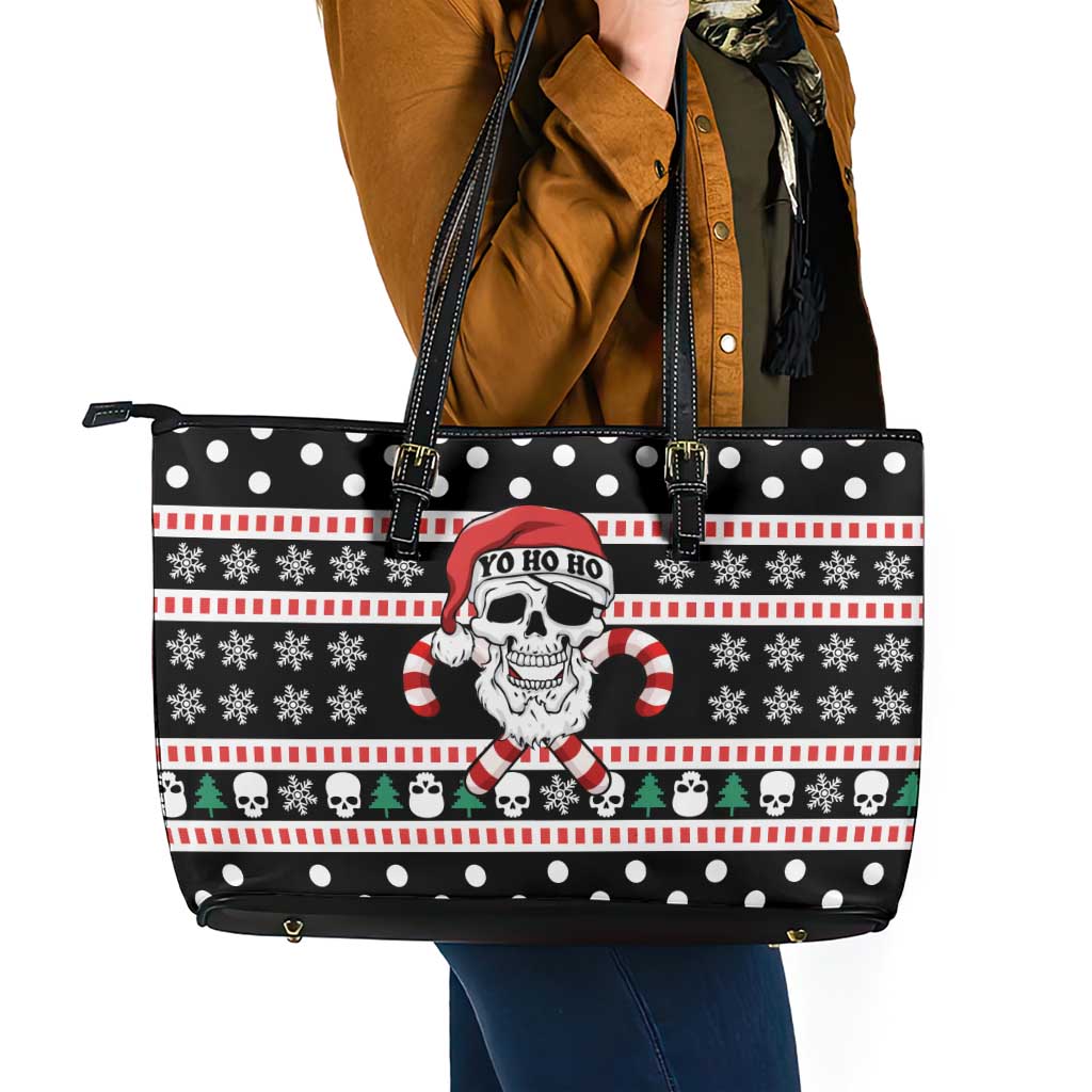 Skull Creepmas Christmas Yall Christmas Leather Tote Bag Xmas Holiday Patterns - Wonder Print Shop