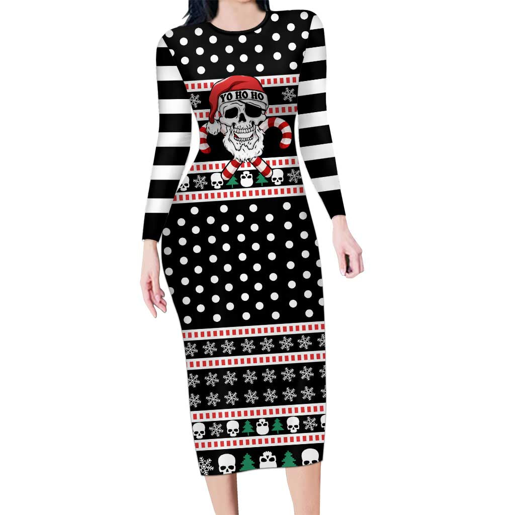 Skull Creepmas Christmas Yall Christmas Long Sleeve Bodycon Dress Xmas Holiday Patterns - Wonder Print Shop