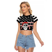 Skull Creepmas Christmas Yall Christmas Raglan Cropped T Shirt Xmas Holiday Patterns - Wonder Print Shop