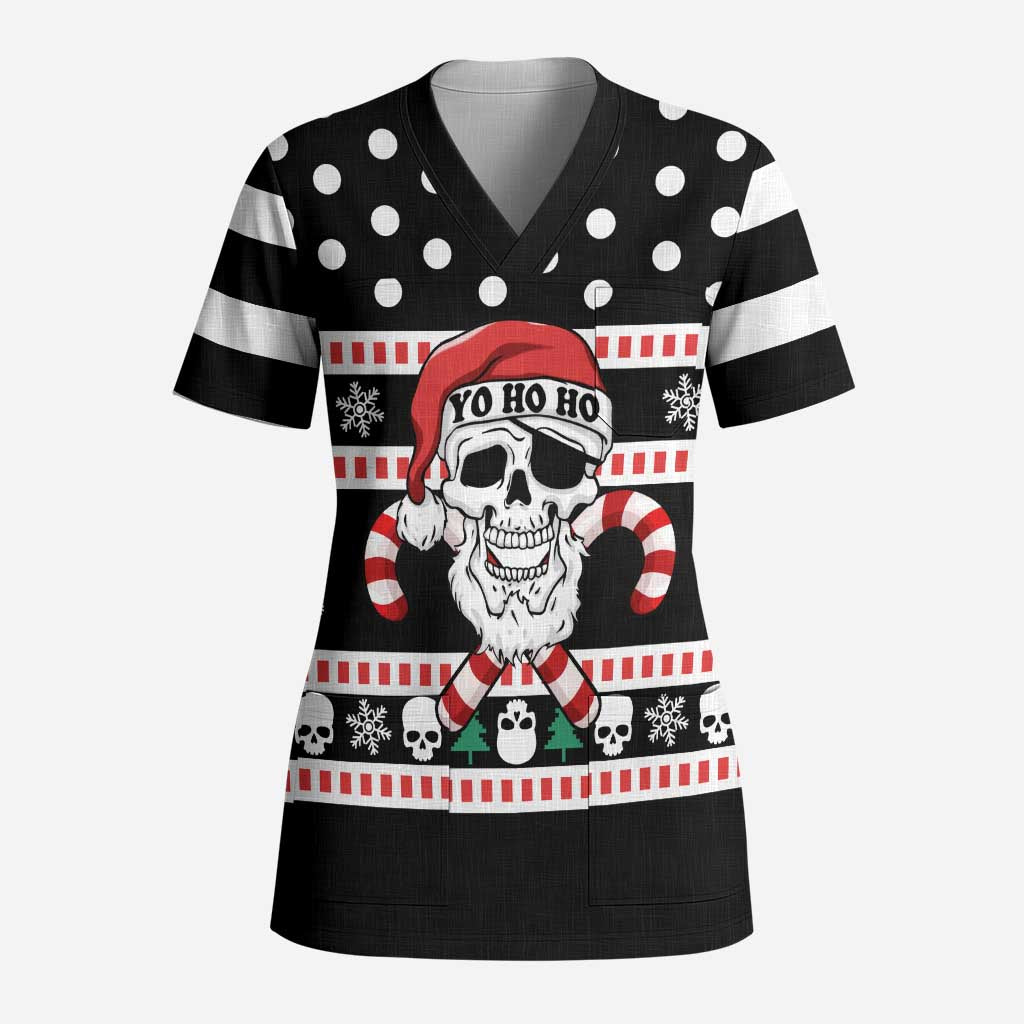 Skull Creepmas Christmas Yall Christmas Scrub Top Xmas Holiday Patterns - Wonder Print Shop