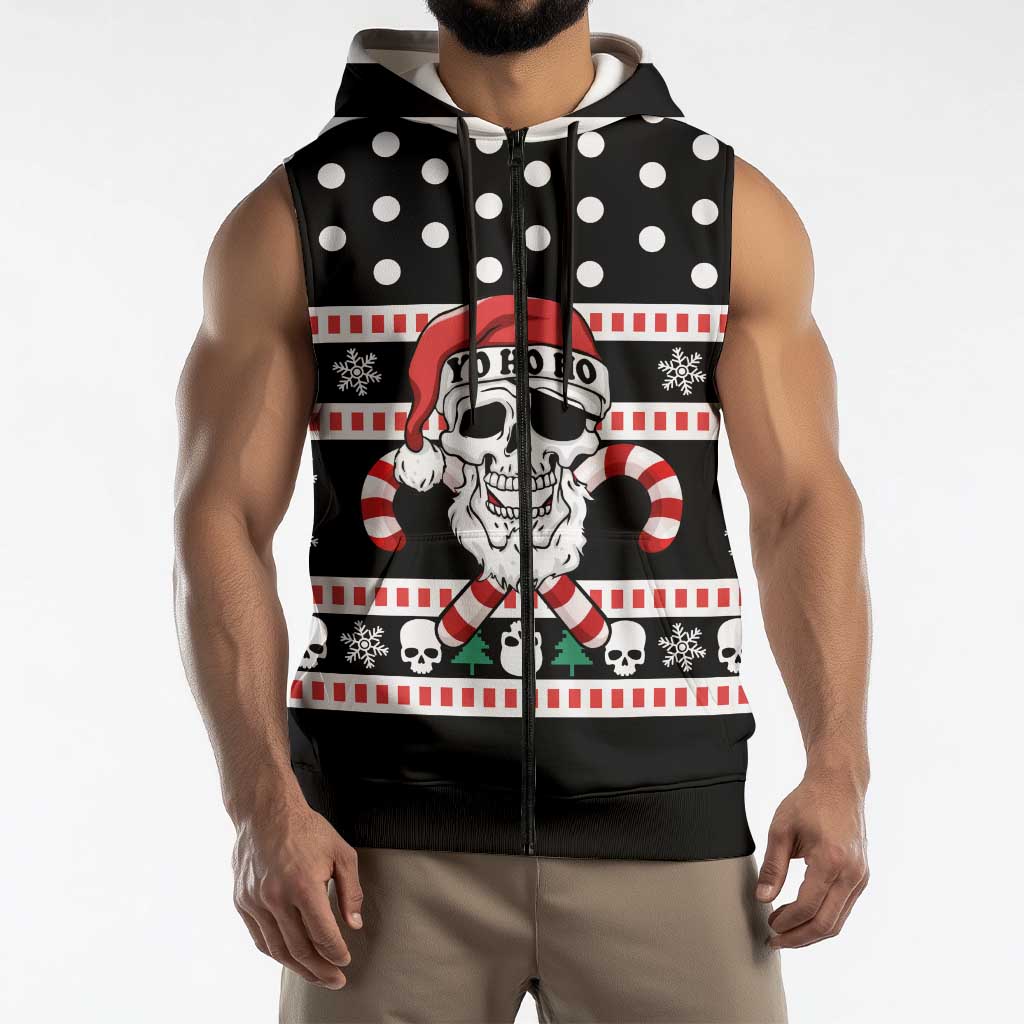 Skull Creepmas Christmas Yall Christmas Sleeveless Zip Hoodie Xmas Holiday Patterns - Wonder Print Shop