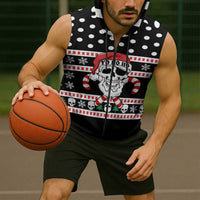 Skull Creepmas Christmas Yall Christmas Sleeveless Zip Hoodie Xmas Holiday Patterns - Wonder Print Shop