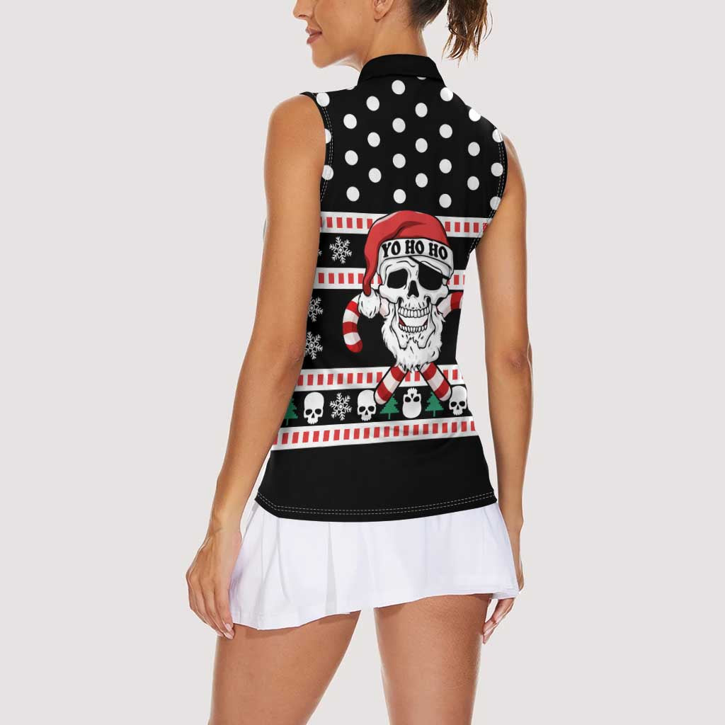Skull Creepmas Christmas Yall Christmas Women Sleeveless Polo Shirt Xmas Holiday Patterns - Wonder Print Shop