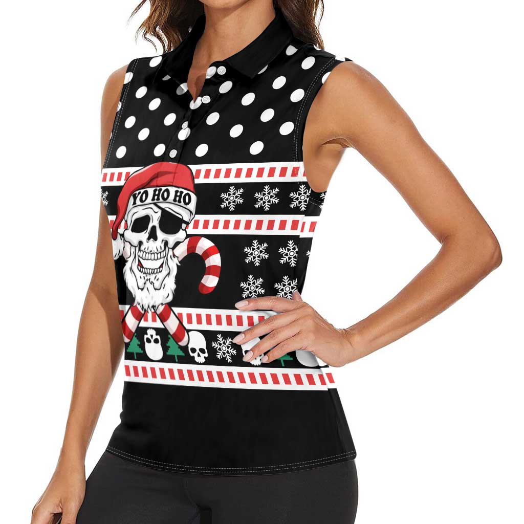 Skull Creepmas Christmas Yall Christmas Women Sleeveless Polo Shirt Xmas Holiday Patterns - Wonder Print Shop