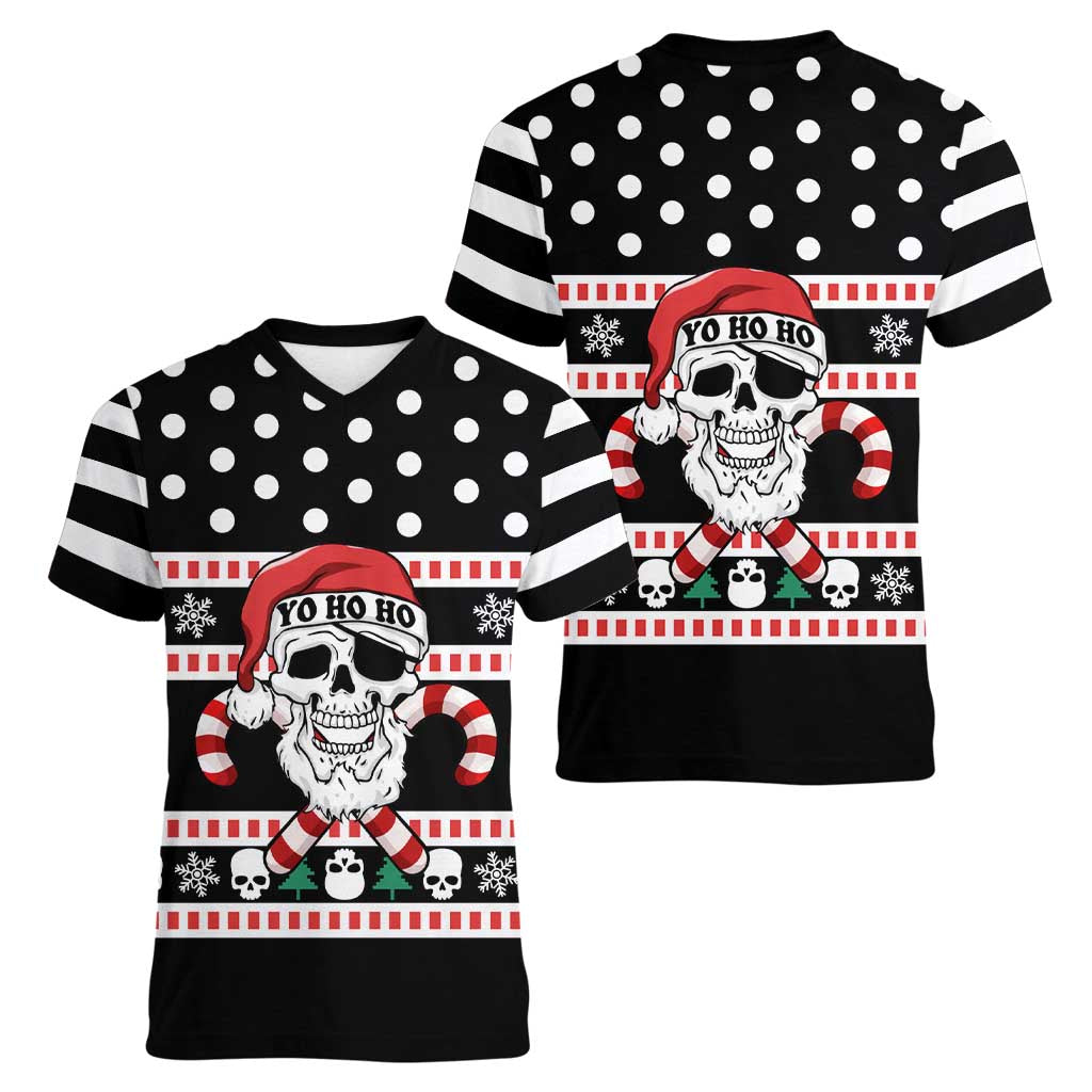 Skull Creepmas Christmas Yall Christmas Women V-Neck T-Shirt Xmas Holiday Patterns - Wonder Print Shop