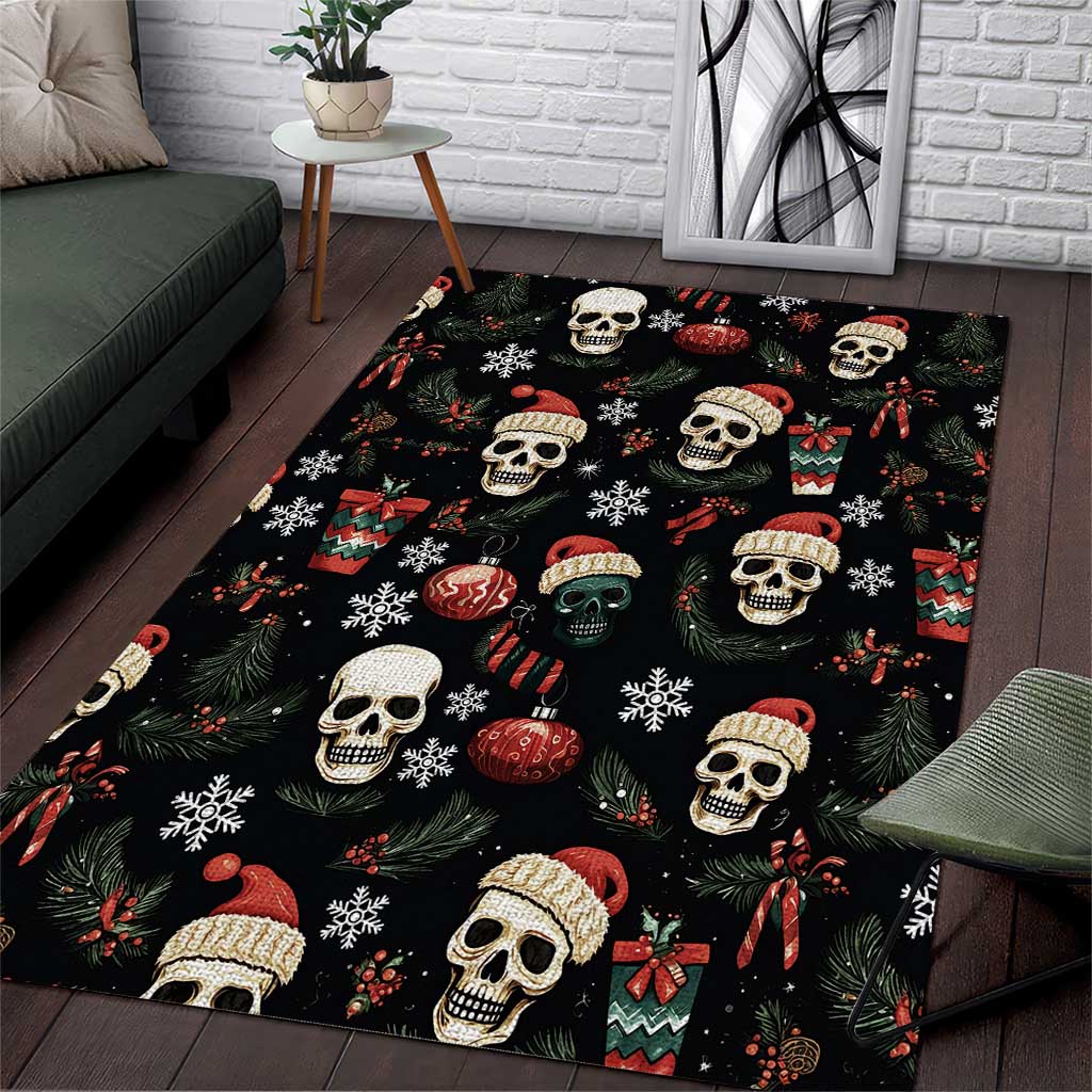 Skull Face Christmas Area Rug Xmas Holiday Patterns - Wonder Print Shop
