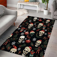 Skull Face Christmas Area Rug Xmas Holiday Patterns - Wonder Print Shop