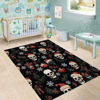 Skull Face Christmas Area Rug Xmas Holiday Patterns - Wonder Print Shop