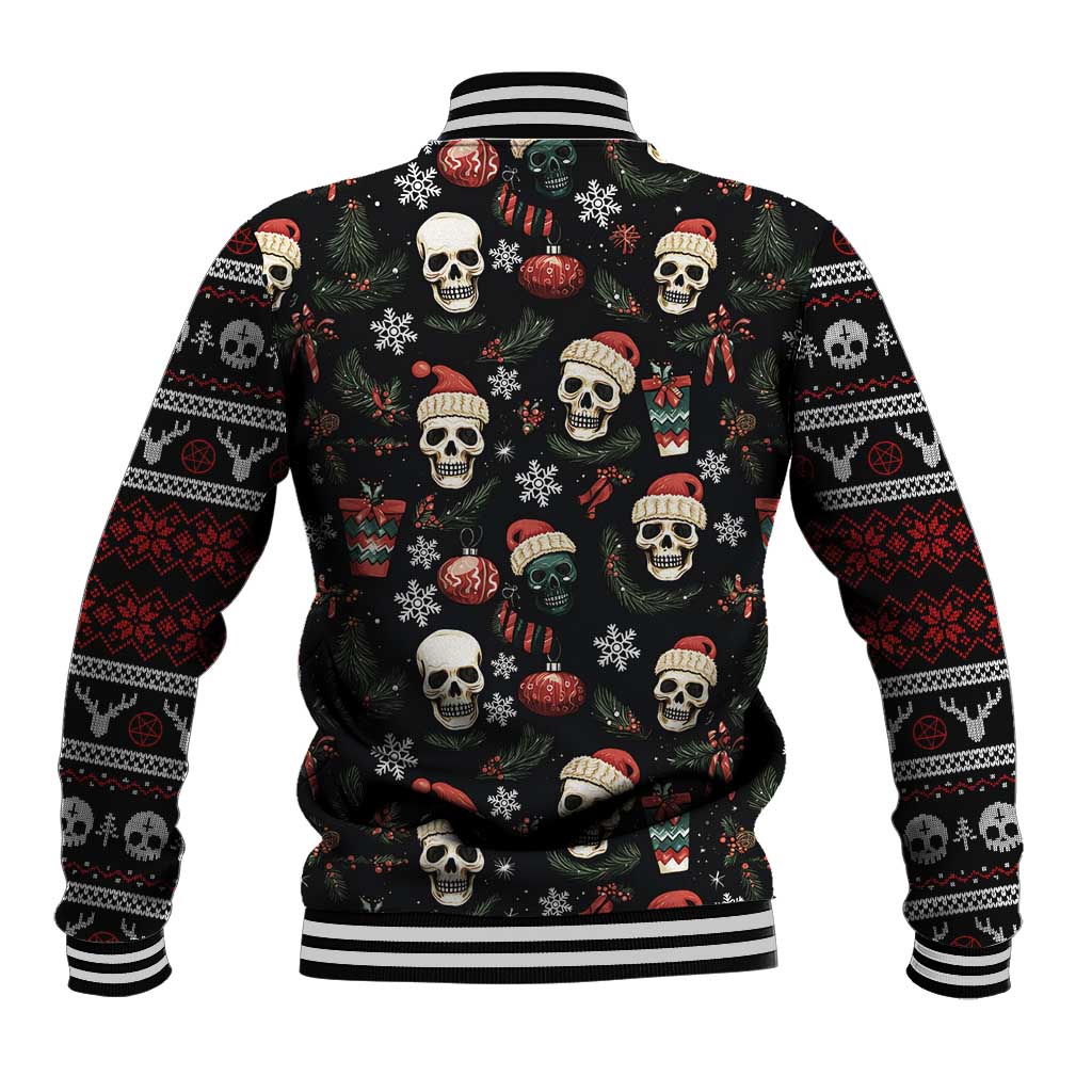 Skull Face Christmas Baseball Jacket Xmas Holiday Patterns - Wonder Print Shop