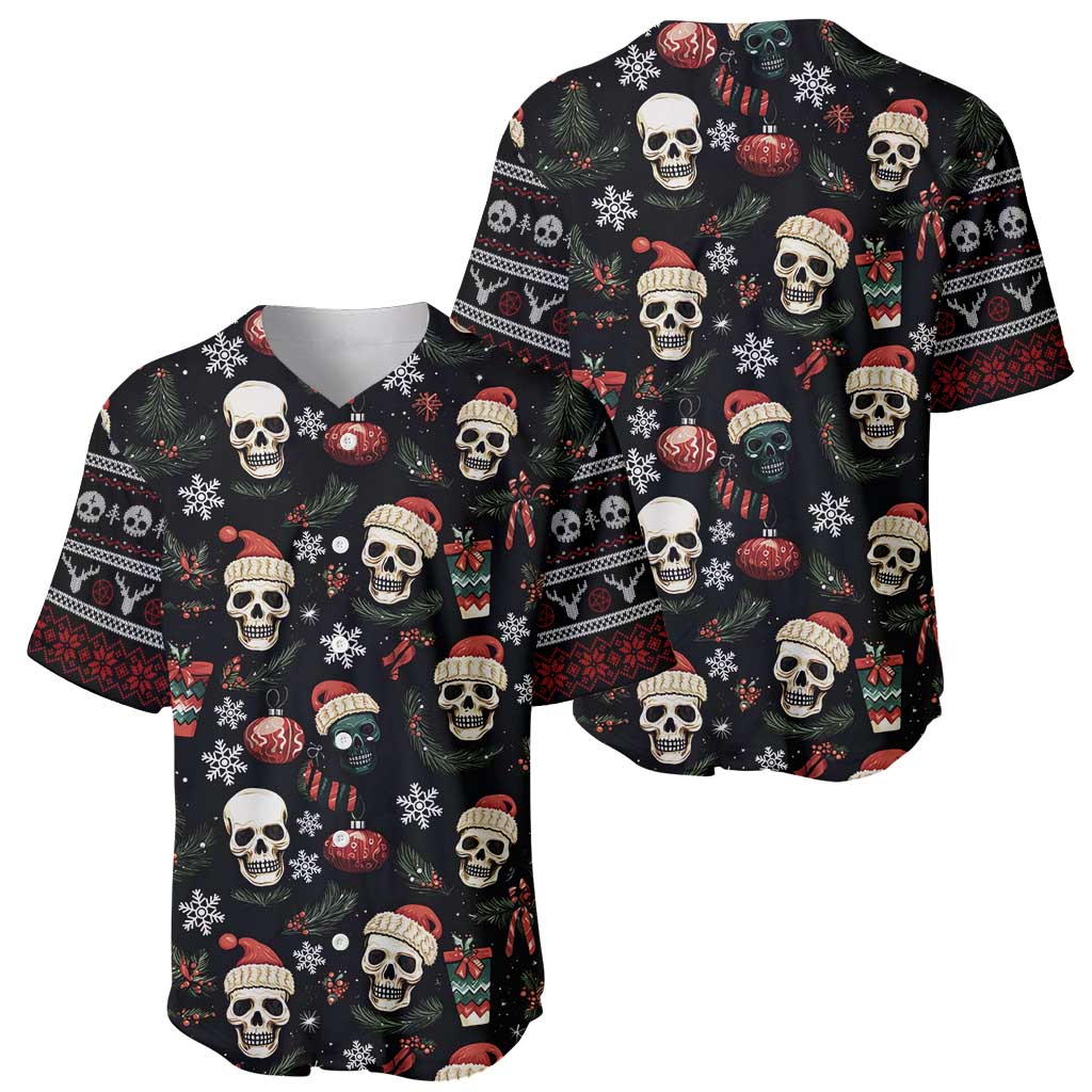 Skull Face Christmas Baseball Jersey Xmas Holiday Patterns - Wonder Print Shop