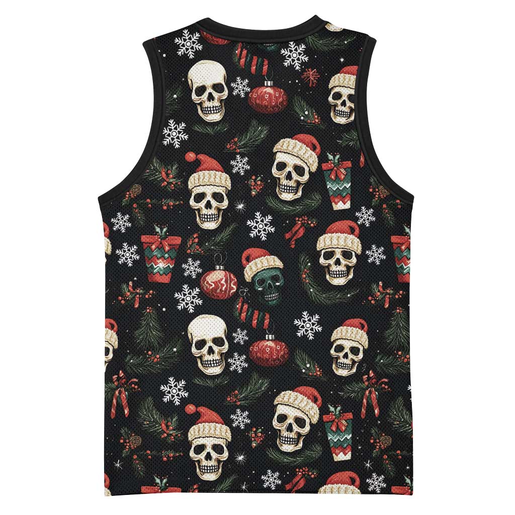 Skull Face Christmas Basketball Jersey Xmas Holiday Patterns - Wonder Print Shop