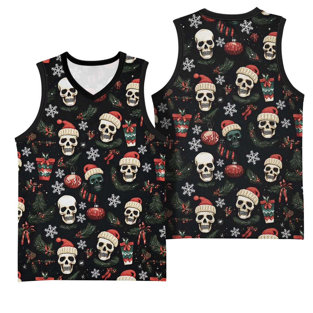 Skull Face Christmas Basketball Jersey Xmas Holiday Patterns - Wonder Print Shop