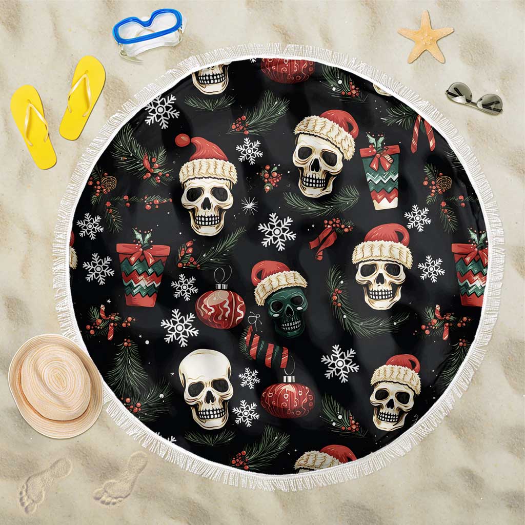 Skull Face Christmas Beach Blanket Xmas Holiday Patterns - Wonder Print Shop