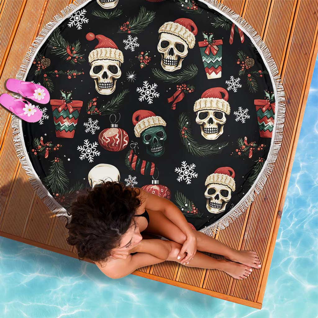 Skull Face Christmas Beach Blanket Xmas Holiday Patterns - Wonder Print Shop