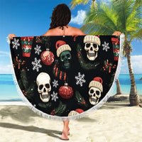 Skull Face Christmas Beach Blanket Xmas Holiday Patterns - Wonder Print Shop