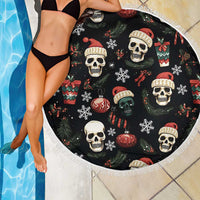 Skull Face Christmas Beach Blanket Xmas Holiday Patterns - Wonder Print Shop