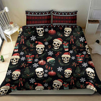 Skull Face Christmas Bedding Set Xmas Holiday Patterns - Wonder Print Shop