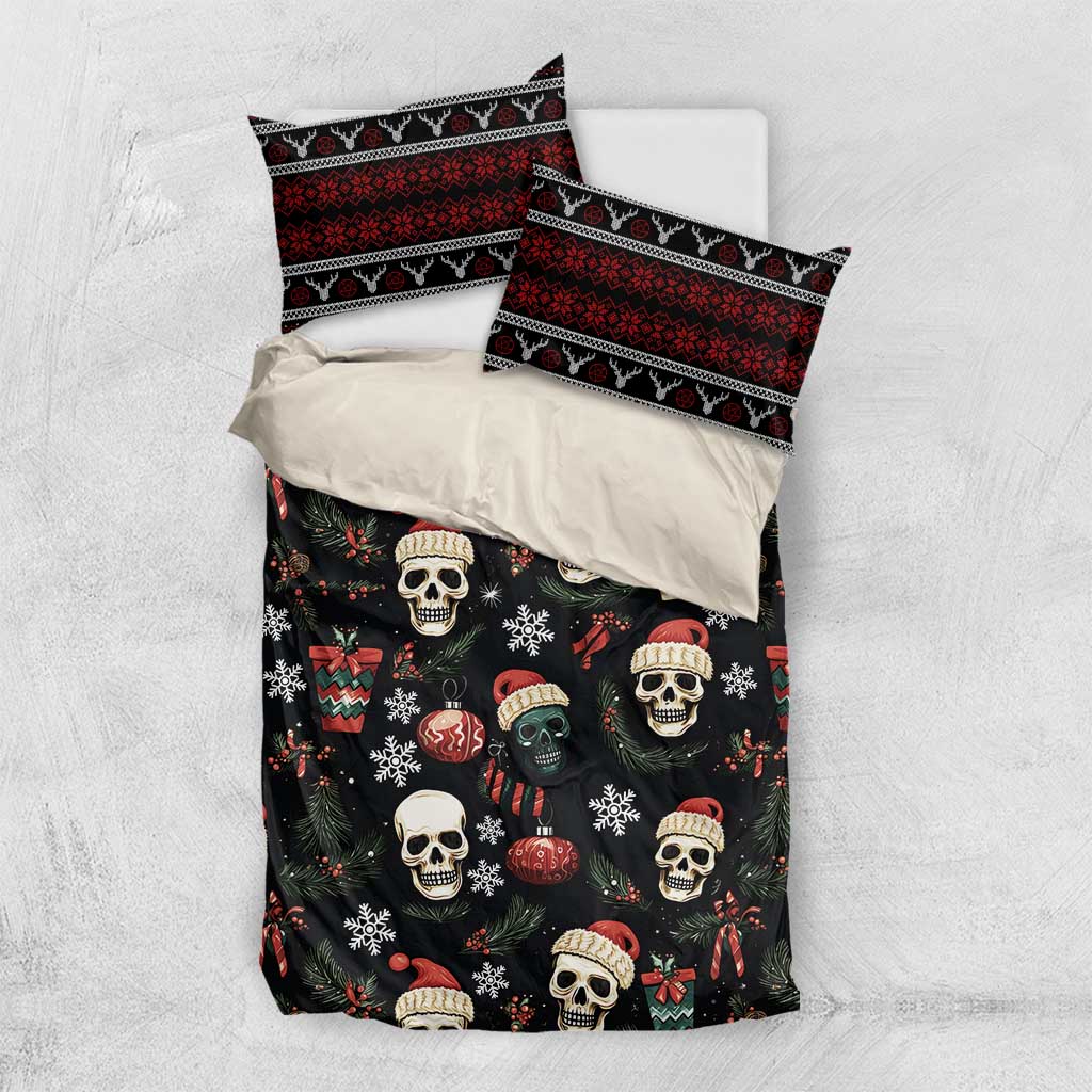 Skull Face Christmas Bedding Set Xmas Holiday Patterns - Wonder Print Shop