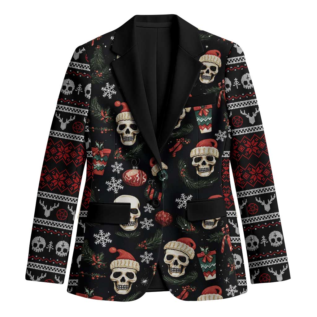 Skull Face Christmas Blazer Xmas Holiday Patterns - Wonder Print Shop