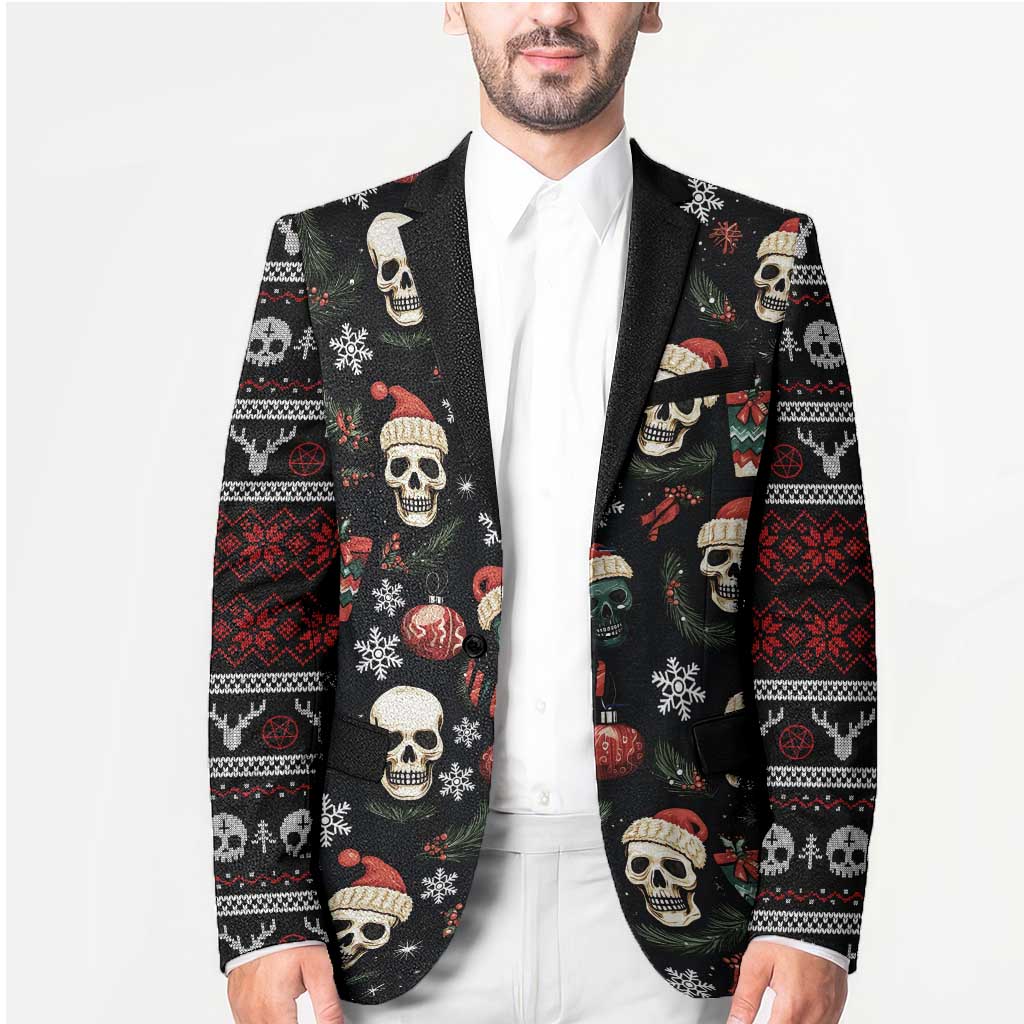 Skull Face Christmas Blazer Xmas Holiday Patterns - Wonder Print Shop