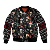 Skull Face Christmas Bomber Jacket Xmas Holiday Patterns - Wonder Print Shop