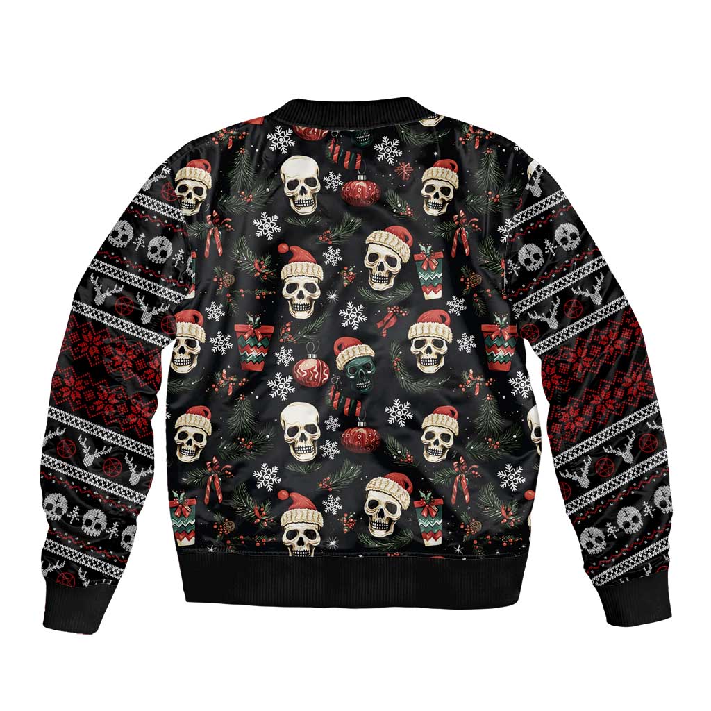 Skull Face Christmas Bomber Jacket Xmas Holiday Patterns - Wonder Print Shop