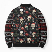 Skull Face Christmas Bomber Puffer Jacket Xmas Holiday Patterns - Wonder Print Shop