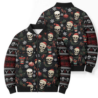 Skull Face Christmas Bomber Puffer Jacket Xmas Holiday Patterns - Wonder Print Shop