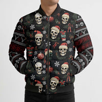 Skull Face Christmas Bomber Puffer Jacket Xmas Holiday Patterns - Wonder Print Shop