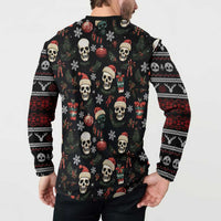 Skull Face Christmas Button Sweatshirt Xmas Holiday Patterns - Wonder Print Shop