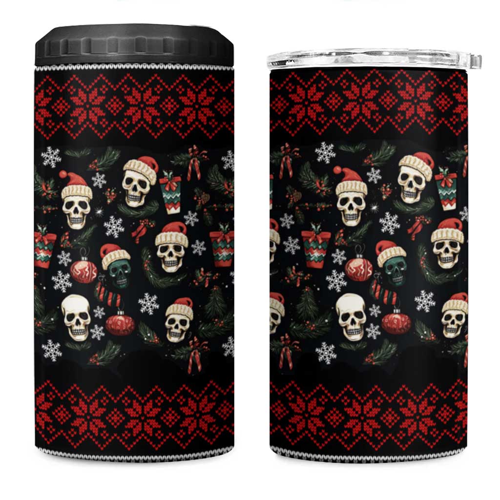 Skull Face Christmas 4 in 1 Can Cooler Tumbler Xmas Holiday Patterns - Wonder Print Shop