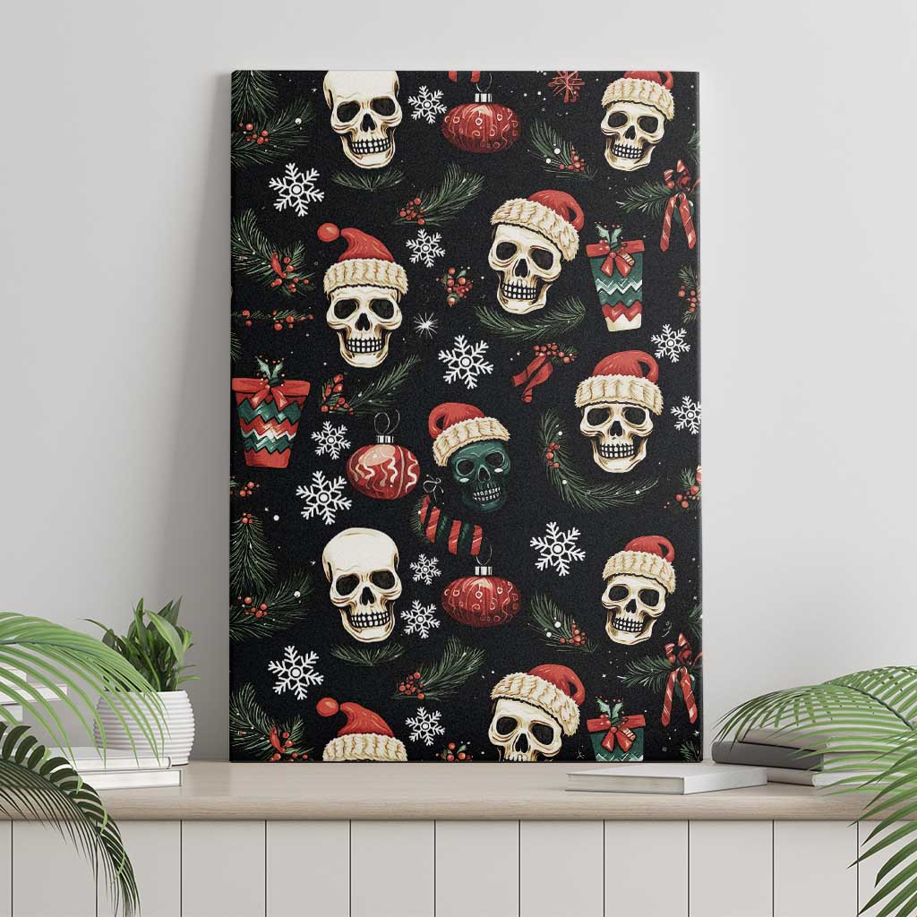 Skull Face Christmas Canvas Wall Art Xmas Holiday Patterns - Wonder Print Shop