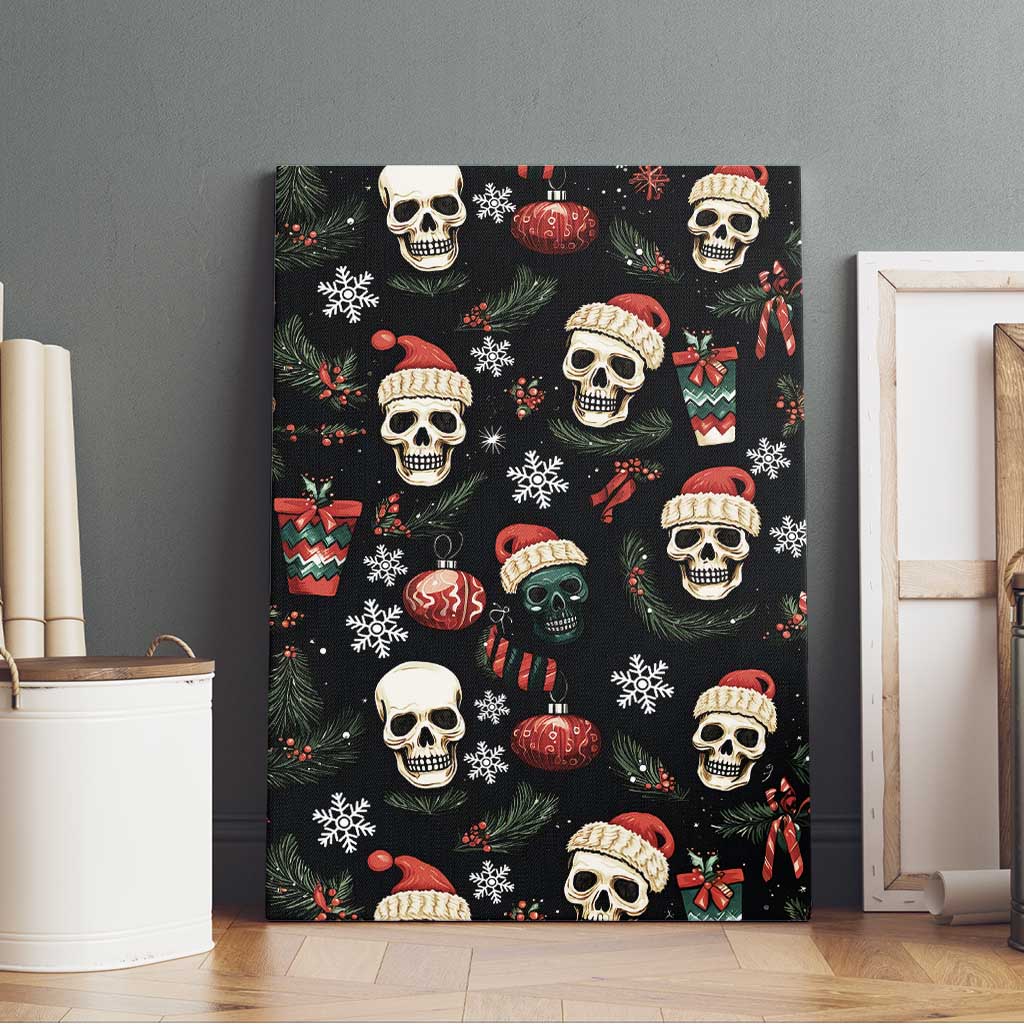 Skull Face Christmas Canvas Wall Art Xmas Holiday Patterns - Wonder Print Shop