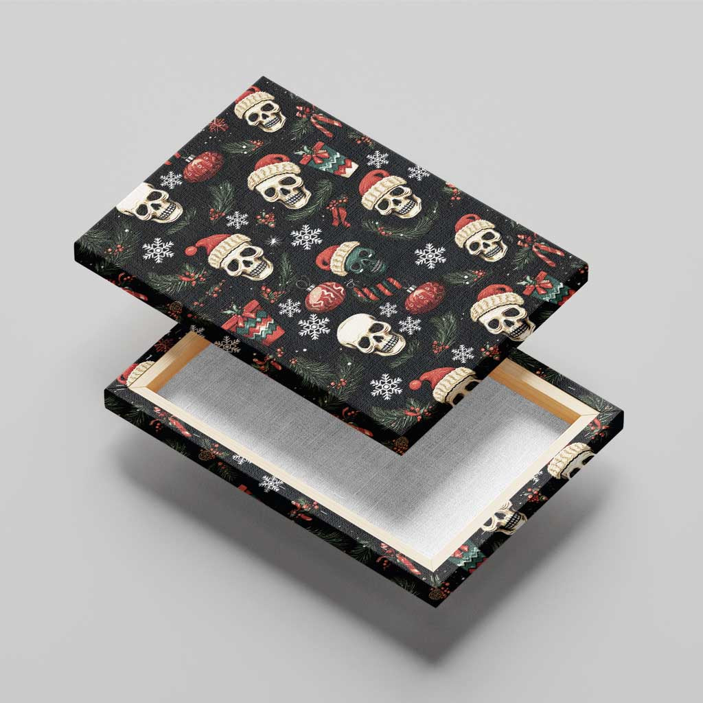 Skull Face Christmas Canvas Wall Art Xmas Holiday Patterns - Wonder Print Shop