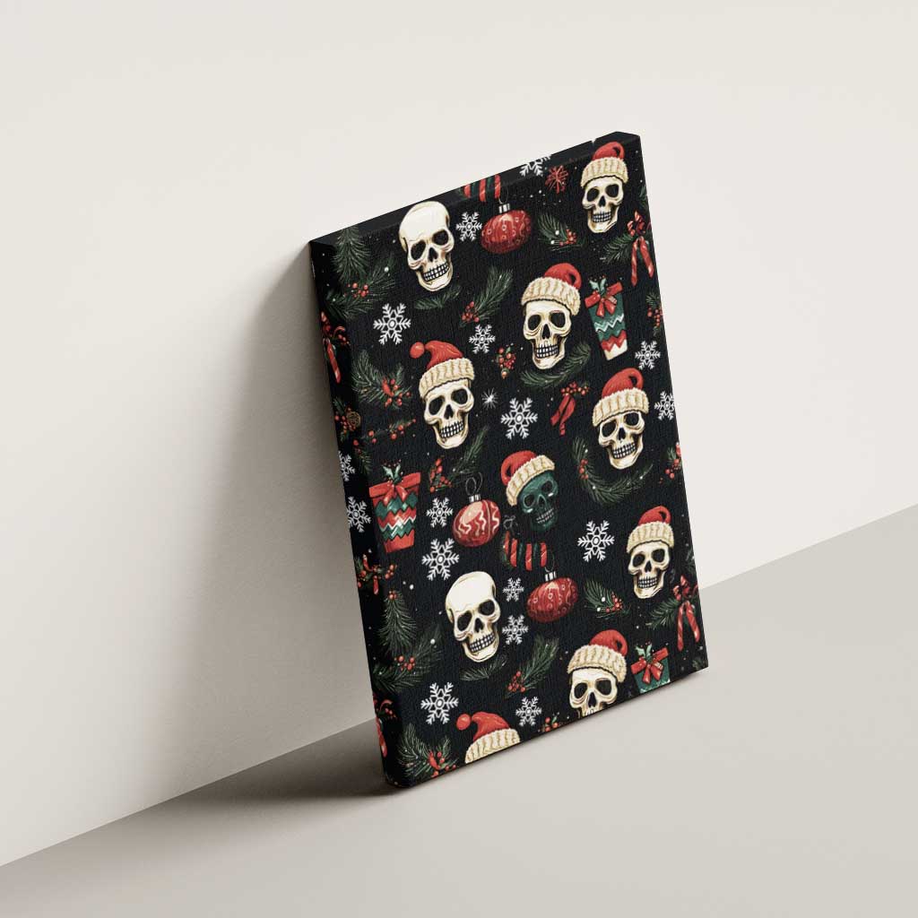 Skull Face Christmas Canvas Wall Art Xmas Holiday Patterns - Wonder Print Shop