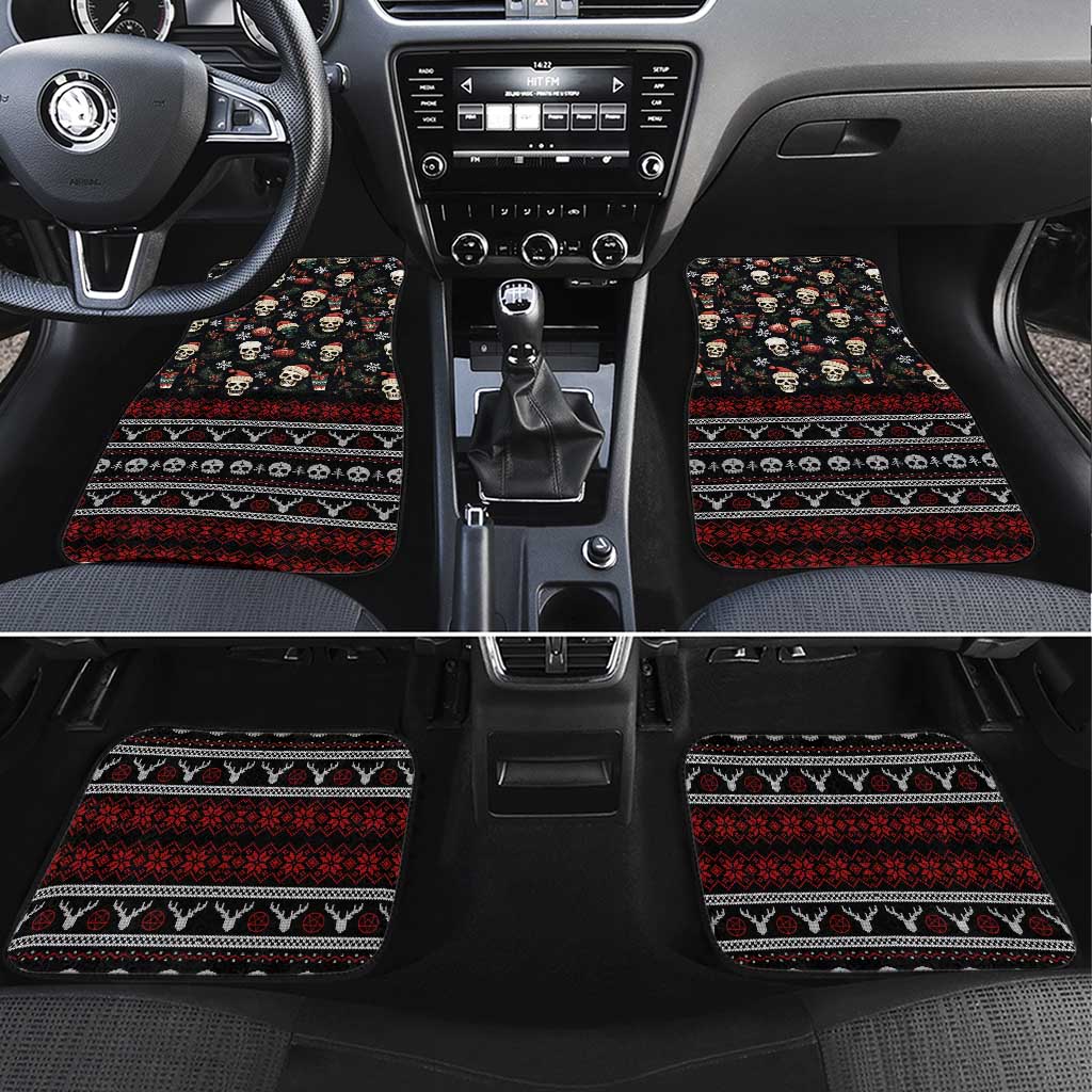 Skull Face Christmas Car Mats Xmas Holiday Patterns - Wonder Print Shop