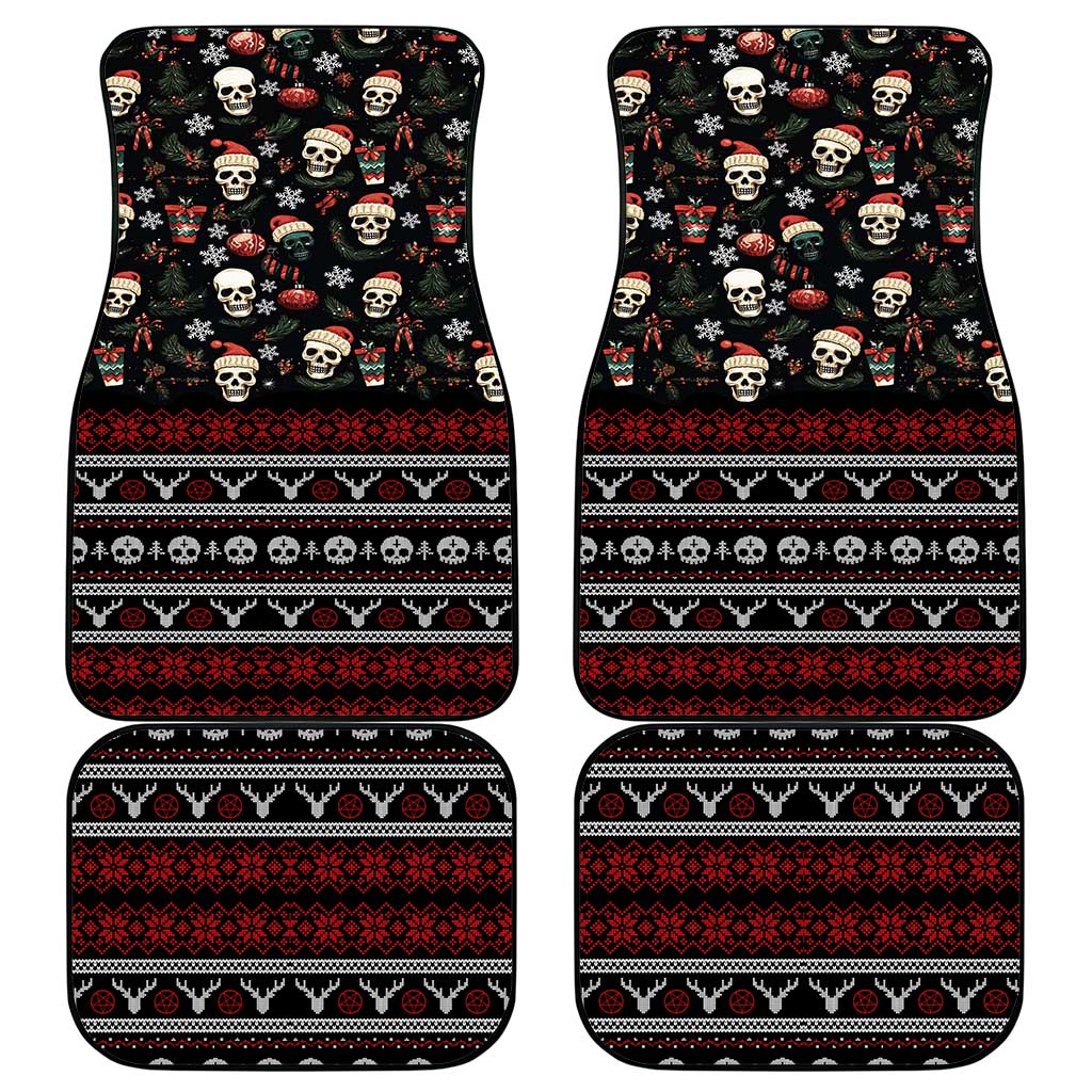Skull Face Christmas Car Mats Xmas Holiday Patterns - Wonder Print Shop