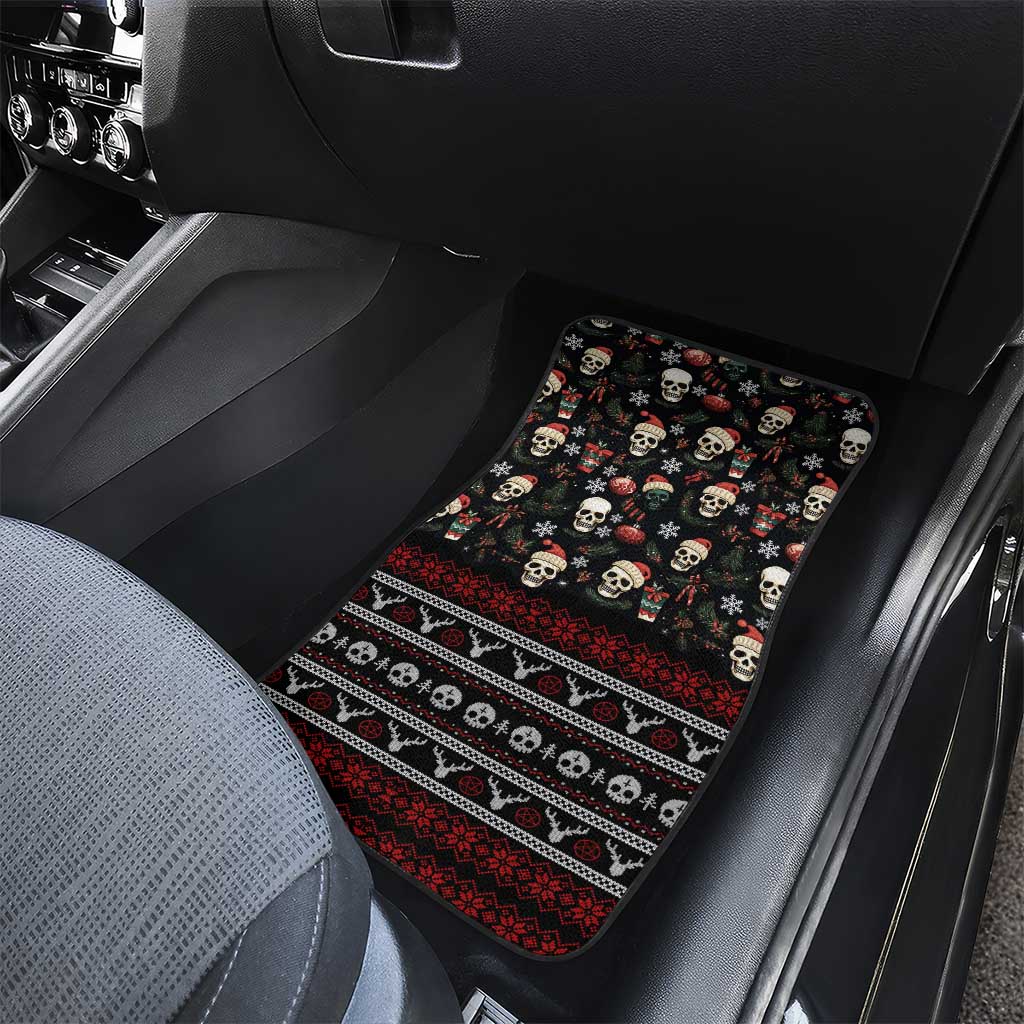 Skull Face Christmas Car Mats Xmas Holiday Patterns - Wonder Print Shop