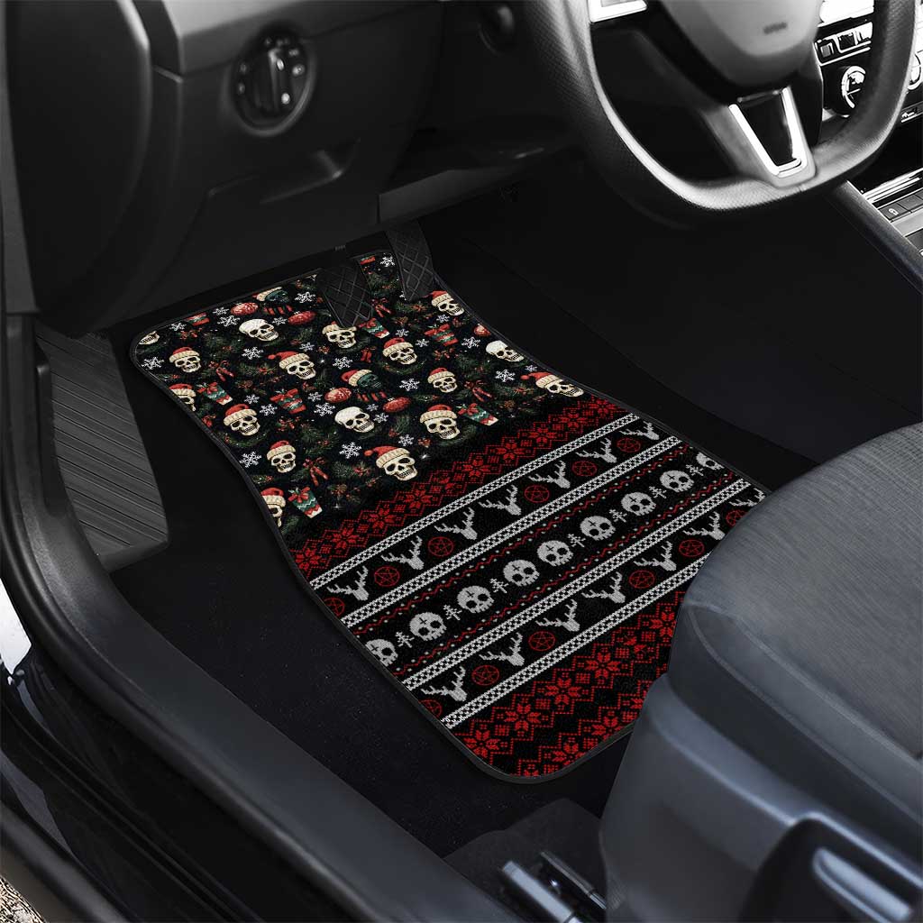 Skull Face Christmas Car Mats Xmas Holiday Patterns - Wonder Print Shop