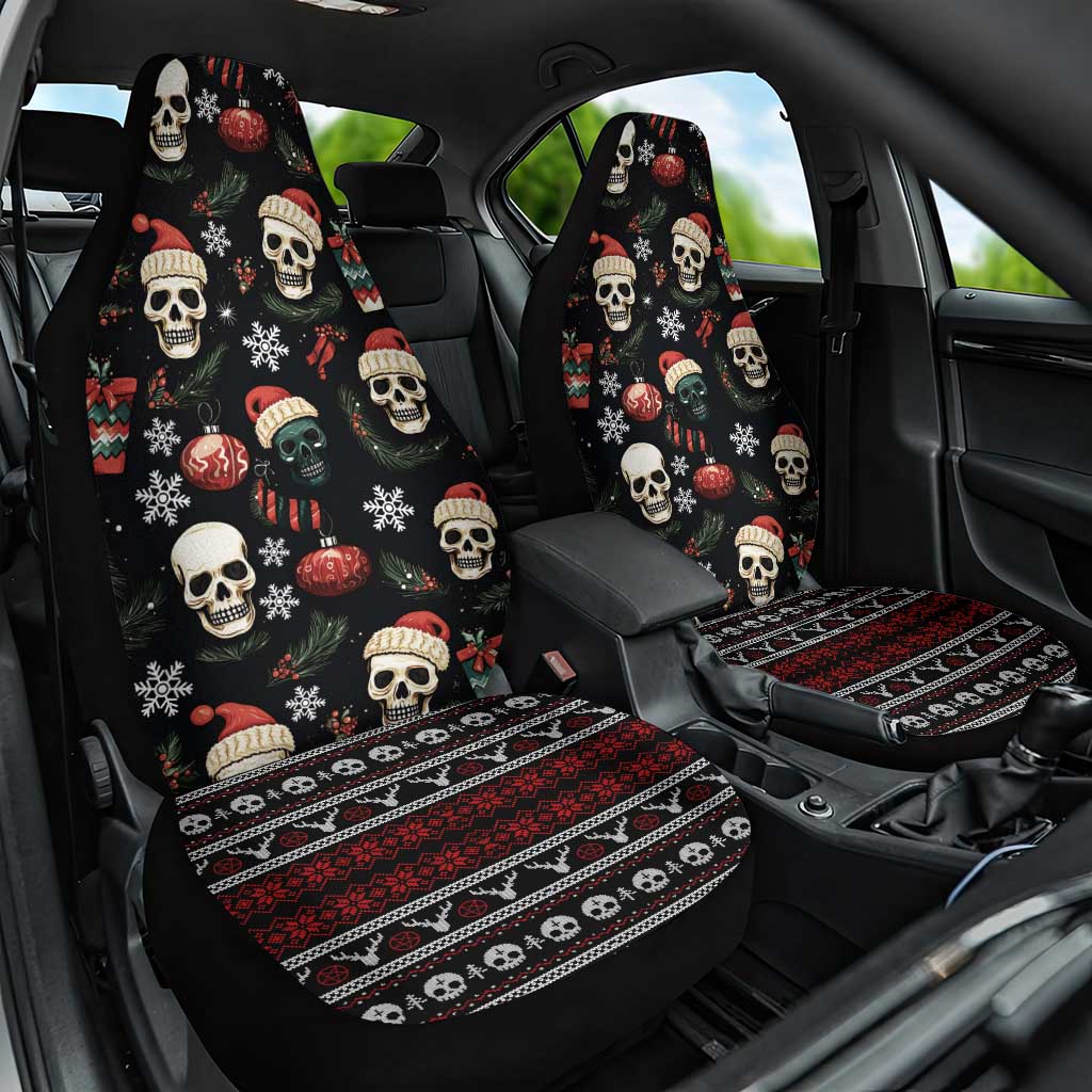 Skull Face Christmas Car Seat Cover Xmas Holiday Patterns - Wonder Print Shop