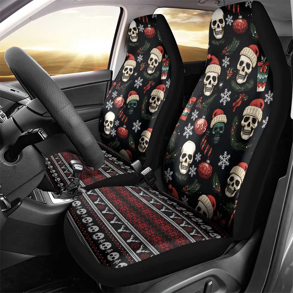 Skull Face Christmas Car Seat Cover Xmas Holiday Patterns - Wonder Print Shop